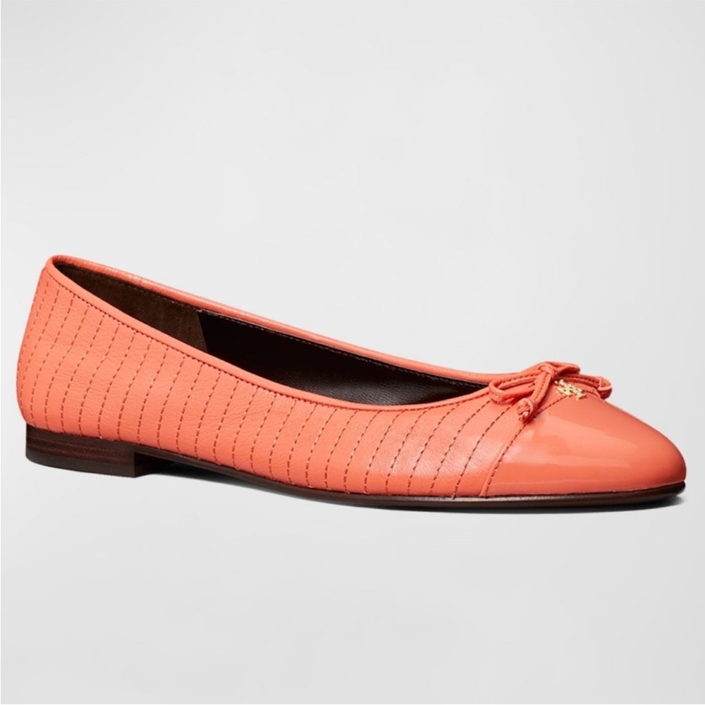 Tory Burch Quilted Cap-Toe Bow Ballerina Flats size 10
